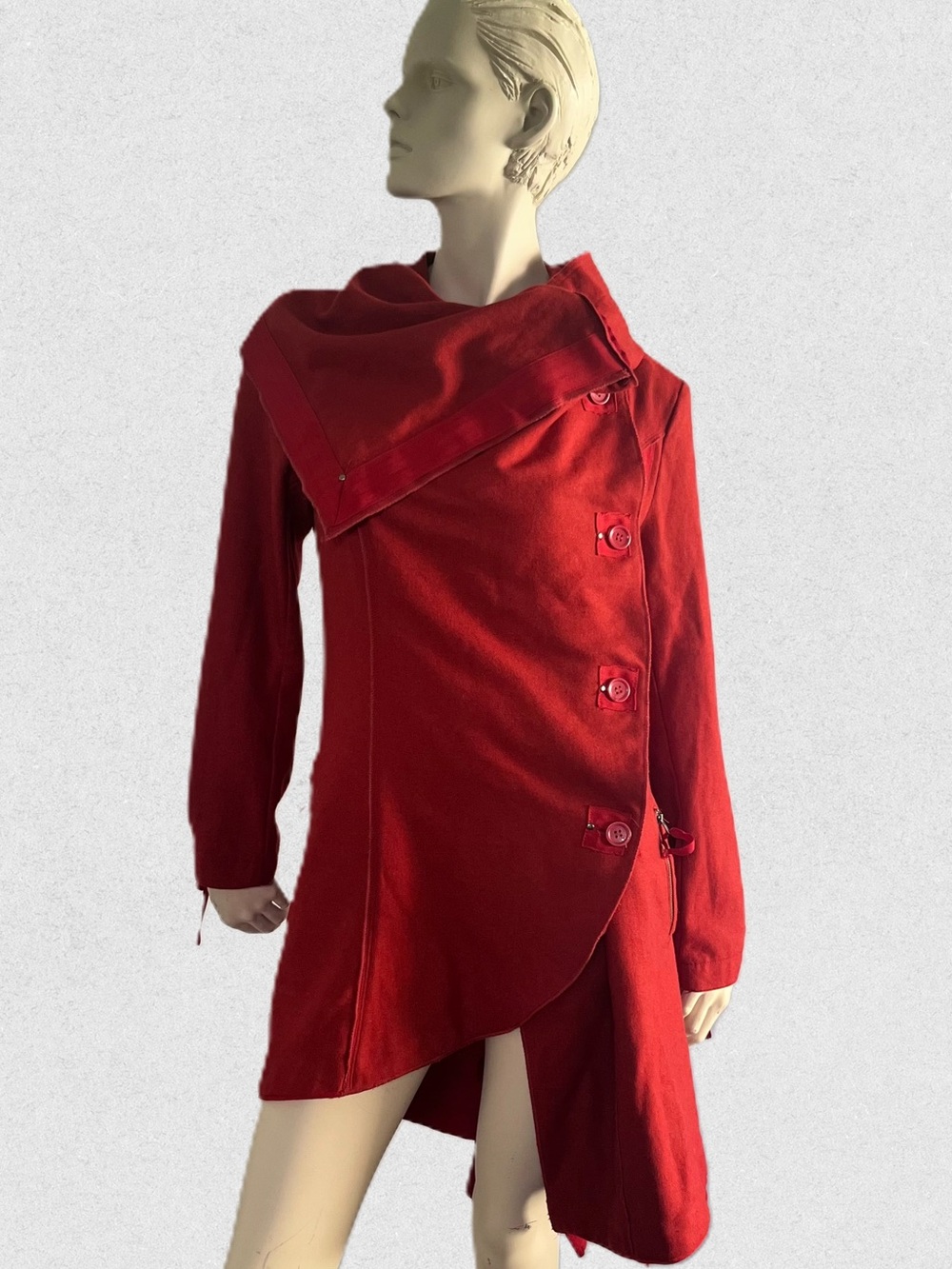 Asymmetric Red Coat by Boo Radley Australia